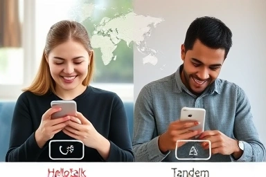 People using language exchange apps for learning