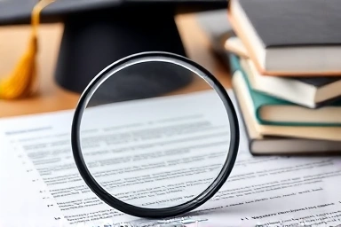 Magnifying glass reveals hidden clauses in refund contract.