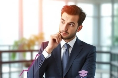 Business person analyzing MBA tuition investment growth.