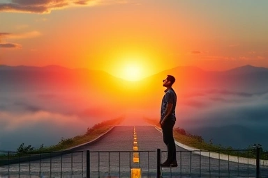 Person choosing path to maximized potential and growth
