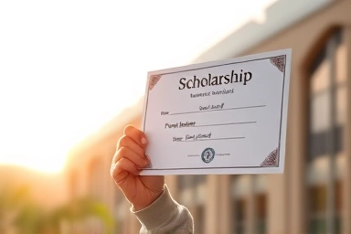 Student receiving scholarship, financial aid for education, hopeful future