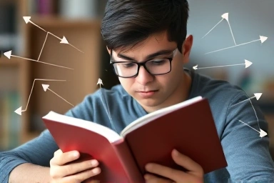 Student understanding complex text with structural visualization.