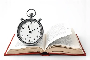 Stopwatch and book merging into a flowchart for speed.