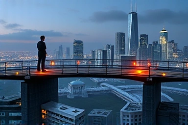 Bridge of support connecting solo entrepreneur to business success.