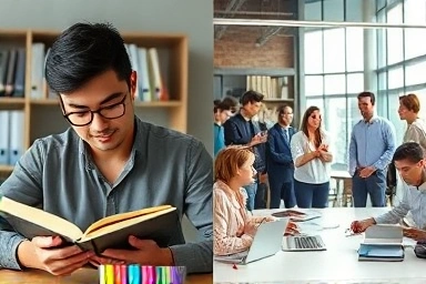 Psychology study and career paths illustration