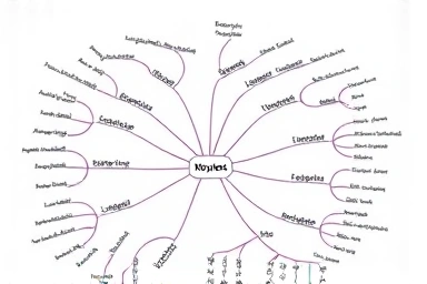 Mind map visualizing structured thoughts for scriptwriting.