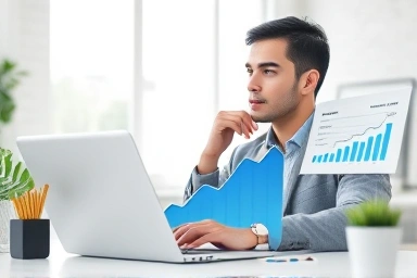 Entrepreneur analyzing data for online store success