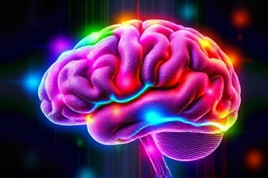 Abstract visualization of a healthy, balanced brain from hobbies.