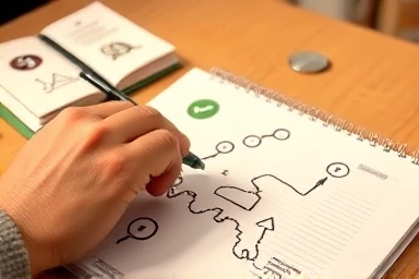 Hand drawing a roadmap for success and learning.