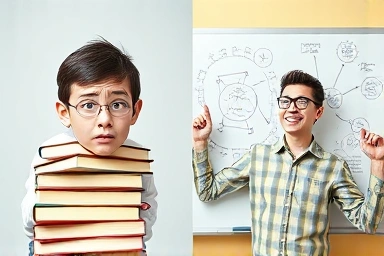 Frustration of rote learning vs. clarity of understanding.