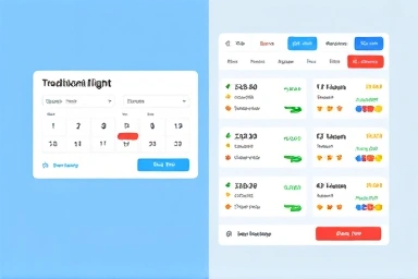 Strategic flight booking comparison, savings indicators