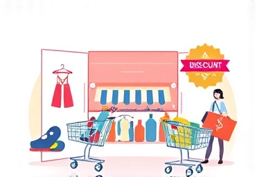 Symbolic representation of international shopping portal with discounts.