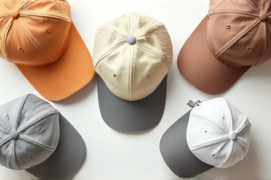 Close-up of baseball caps with design features for face slimming.