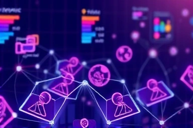 Abstract visualization of digital customer engagement and algorithms