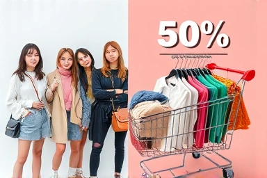 Diverse 20s women with unique styles and shopping cart