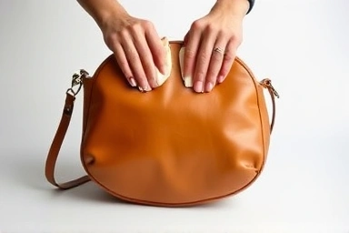 Hands cleaning and conditioning A.P.C. Halfmoon bag with soft cloth.