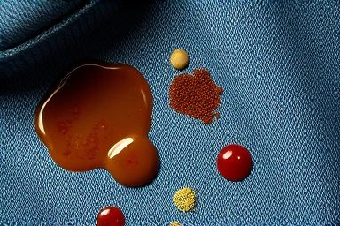 Close-up of various clothing stains on fabric textures.
