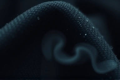 Dark mold spores on fabric texture with mist