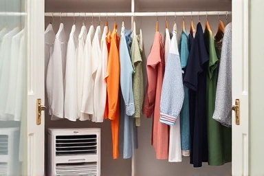 Clean closet, dry clothes, sunlight, dehumidifier