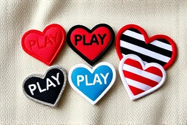 Comme des Garçons PLAY heart logo patches display