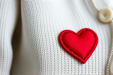Close-up of Comme des Garçons PLAY cardigan heart logo