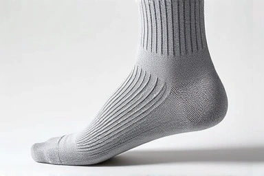 Close-up medical compression sock texture, graduated pattern, health focus.