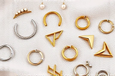 Variety of ear cuffs in different designs and materials.