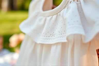 Delicate white eyelet blouse, innocent summer fashion
