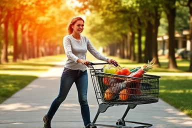 Effortless grocery shopping with a lightweight folding cart.