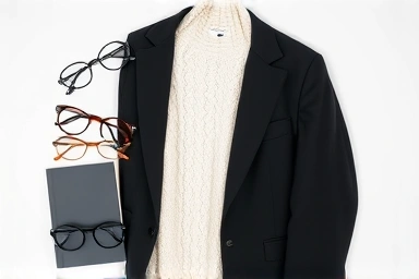 Stylish glasses frames, fashion flat lay, geek-chic accessories
