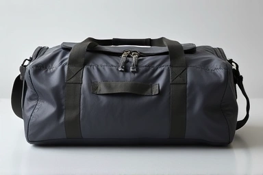 Close-up of durable, functional gym duffel bag features.