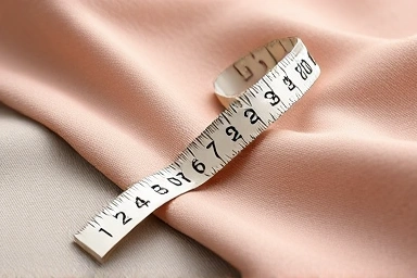 Tailor's tape measure on luxurious fabric swatches, symbolizing fashion detail.