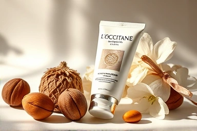L'Occitane Shea Butter Hand Cream with shea nuts and musk scent elements.
