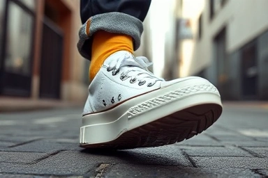 Stylish person wearing Maison Mihara Yasuhiro Converse sneakers