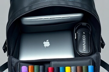 Organized interior of a premium backpack with laptop compartment