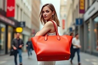 Woman with Marni Trunk Bag on city street