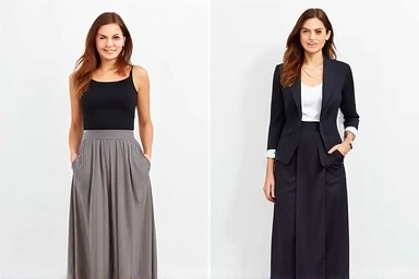 Maxi skirt styling for different body types, flattering fits