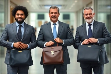 Men of different ages with various briefcases