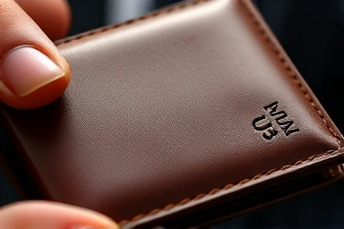 Close-up of luxury wallet details, leather texture, craftsmanship