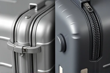 Close-up textures of Rimowa Classic and Essential suitcases