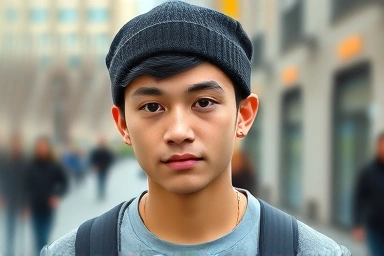 Stylish person wearing a short beanie for fashion.