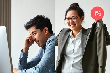 Frustrated shopper transforms into happy shopper with fashion deal