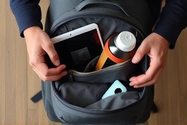 Packing a Tumi Alpha Bravo backpack with organized essentials