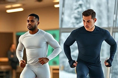 Athletes in Under Armour gear, hot vs. cold environments.