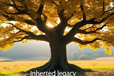 Family legacy tree with golden leaves, representing inherited wealth.