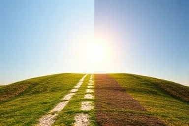 Two paths representing retirement pension options leading to a bright future.