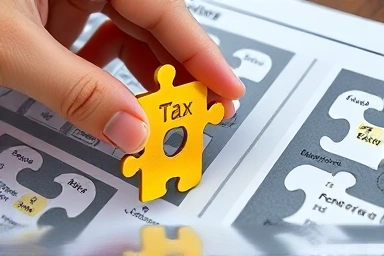 Hand placing a golden puzzle piece on a financial strategy board