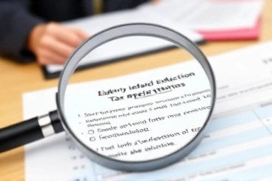 Magnifying glass over tax form for elderly deduction