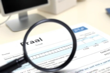 Tax document with magnifying glass, symbolizing tax scrutiny.