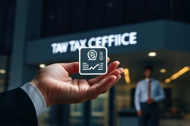 Digital certificate icon held by hand, representing Hometax registration.